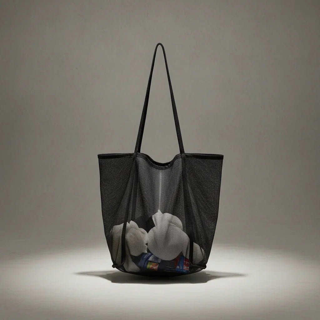 Transparent Mesh Shoulder Bag – Large Capacity Beach Tote