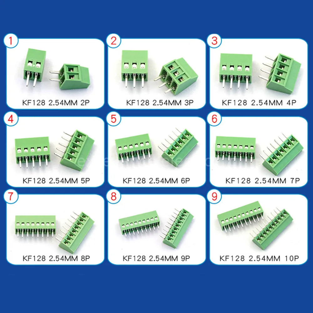 G KF128 Pitch PCB Screw Terminal Block Connector 150V 6A Mount Wires