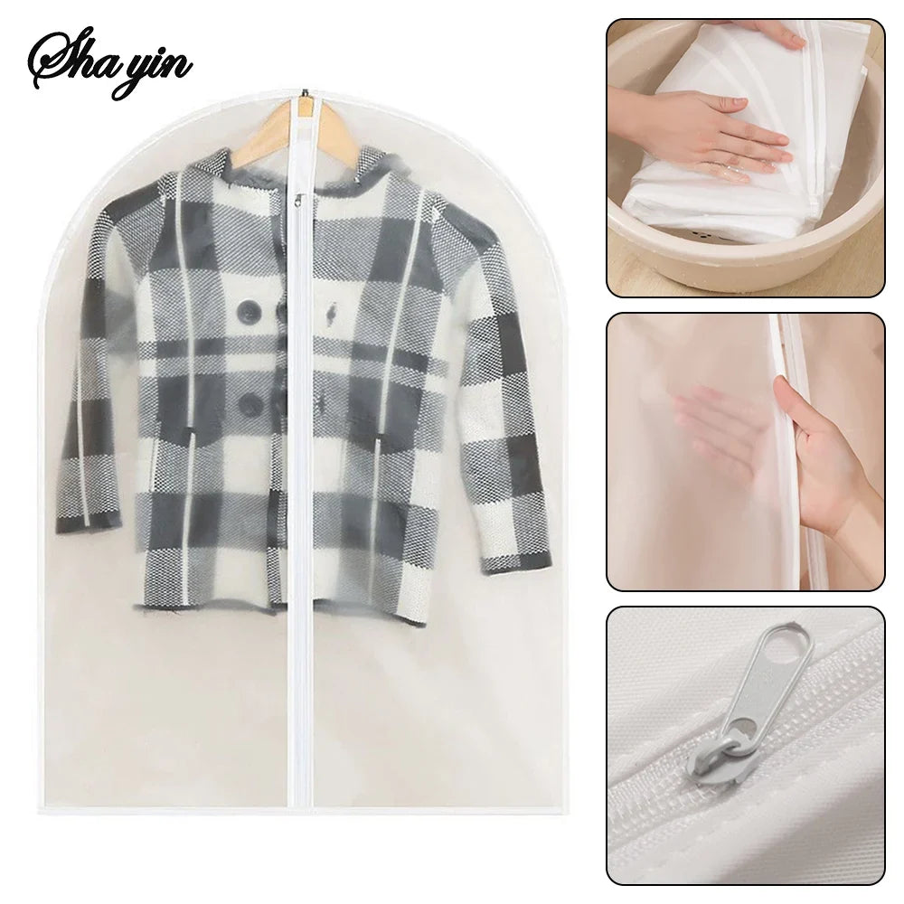 5-Pack Clear Hanging Garment Dust Covers – Waterproof Storage