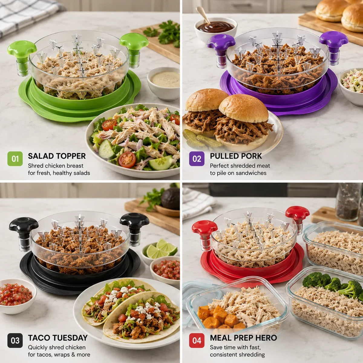Manual Chicken & Meat Shredder with Transparent Lid | PGY