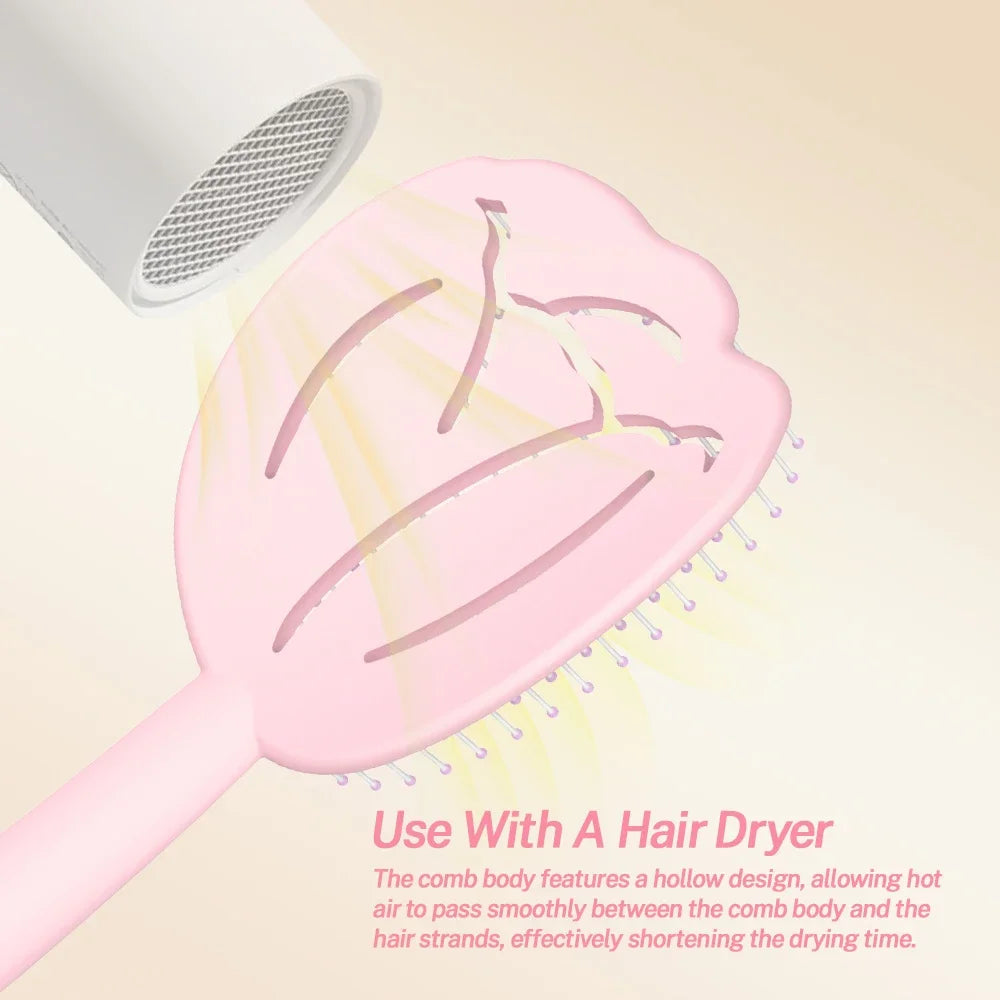 Tulip Hollow Scalp Massage Brush – Detangling Anti-Static Comb