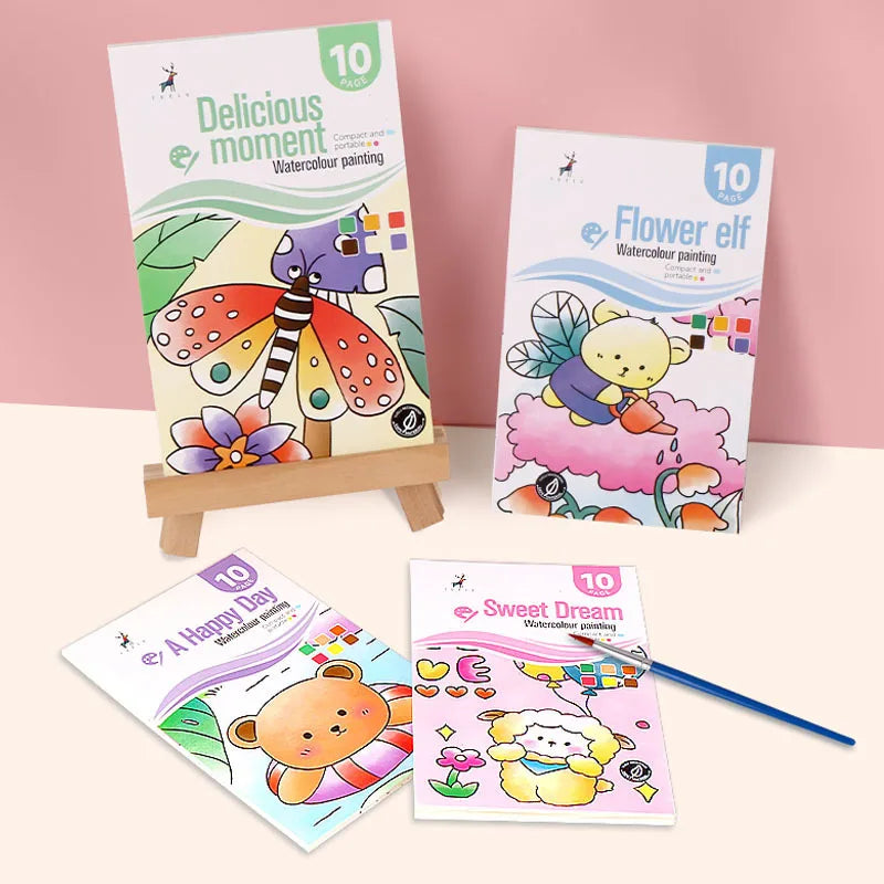 Kids Paint Coloring Book Pigments Watercolor Doodle Art Supplies