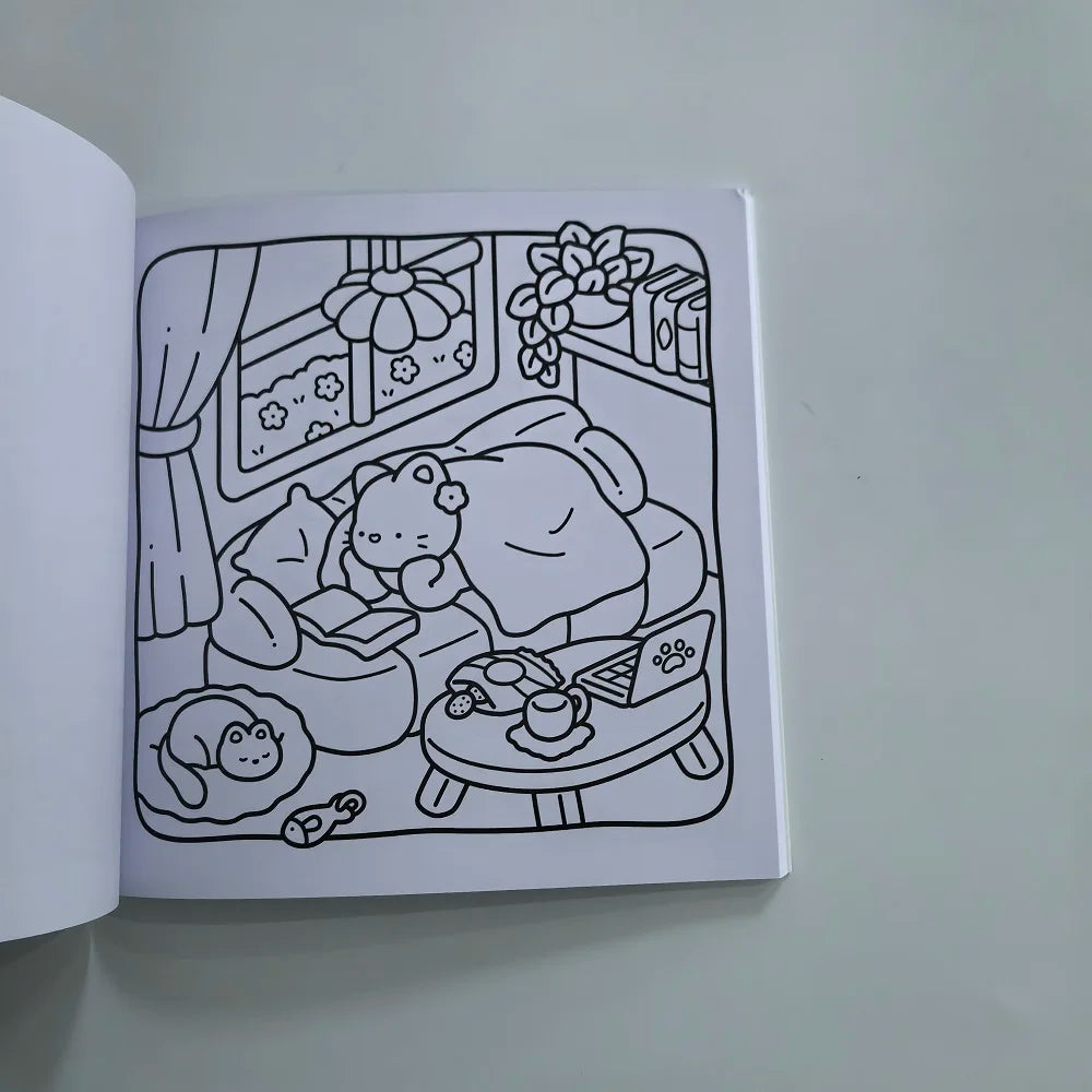 Calm Days Stress Relief Coloring Book Cute Animal Drawing Perfect