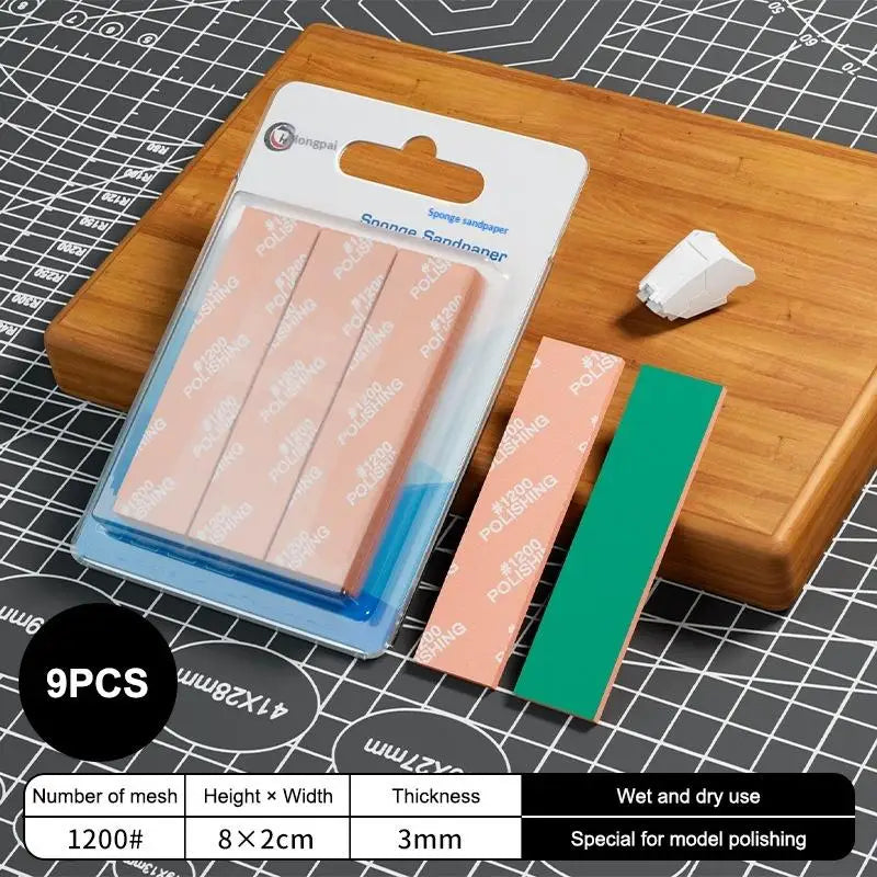 Wet/Dry Sponge Sandpaper Set 9/12 Pcs – #400 to #2000 Grit