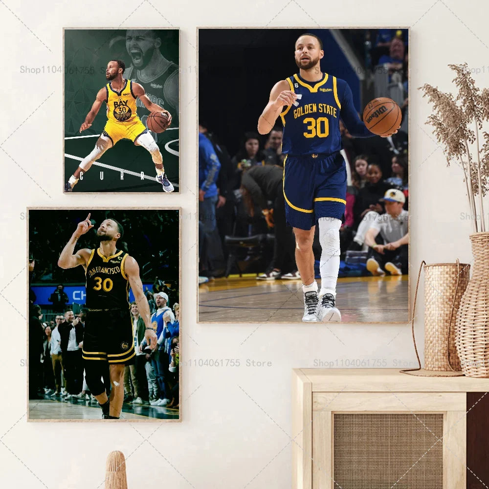 Stephen Curry Basketball Poster – Self-Adhesive Waterproof Wall Art