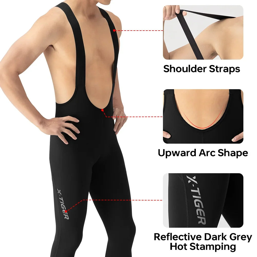 X-TIGER Men's 120-Density Padded Cycling Bib Tights | 8-Hour Ride