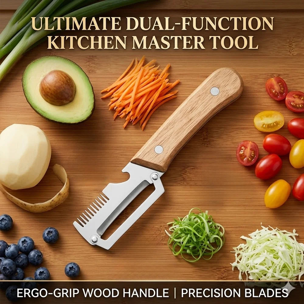 Stainless Steel Vegetable Peeler with Wooden Handle