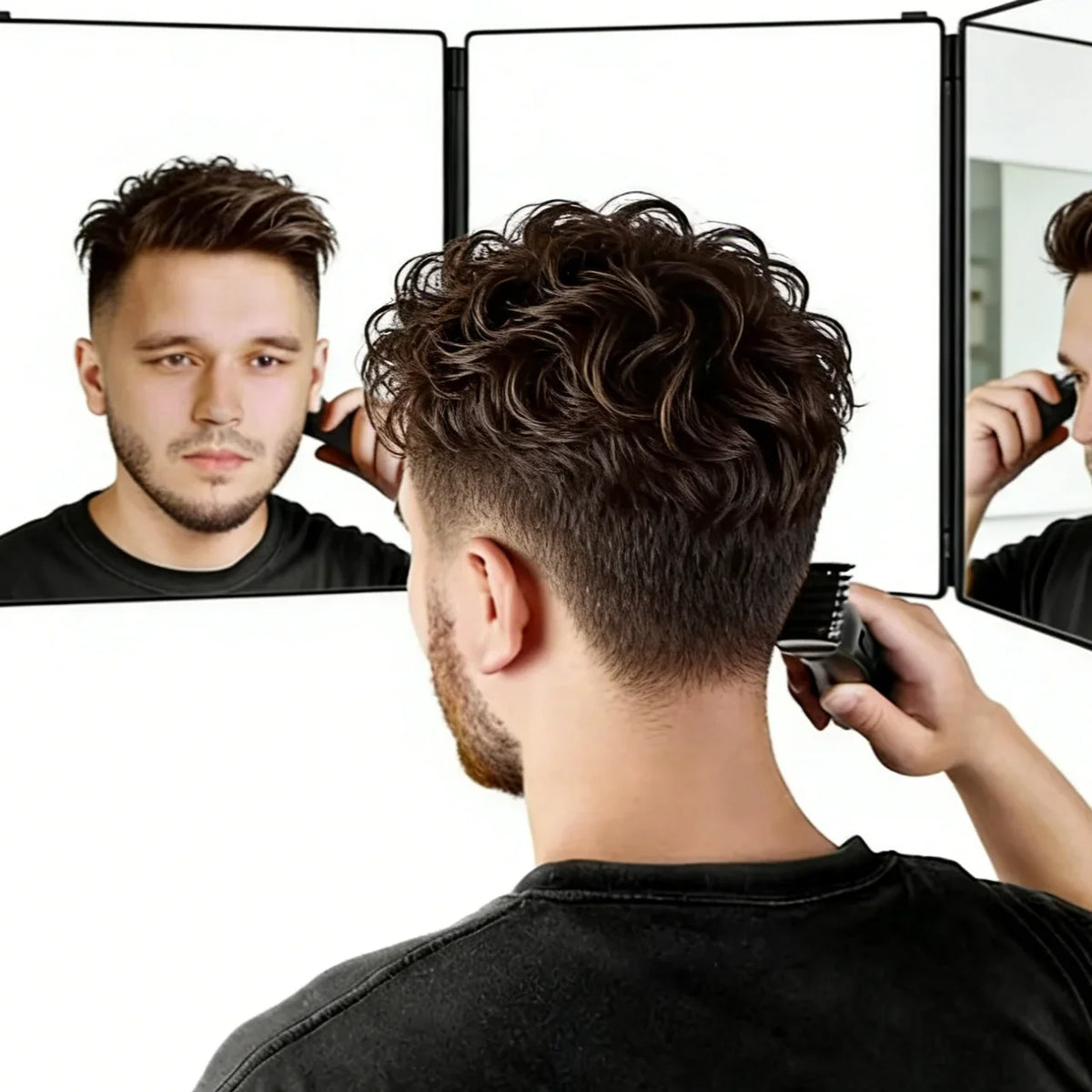 360° Trifold Vanity Makeup Mirror – Travel Telescoping Hook