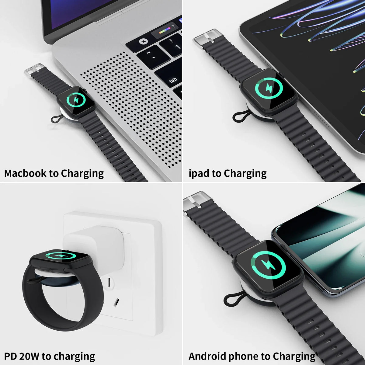 USB-C Magnetic Apple Watch Charger – Travel, Series 1–8, Ultra, SE