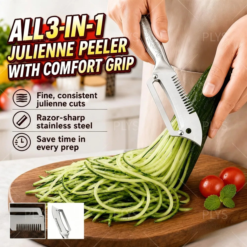 PLYS 3-in-1 Paring Knife & Vegetable Peeler | Stainless Steel