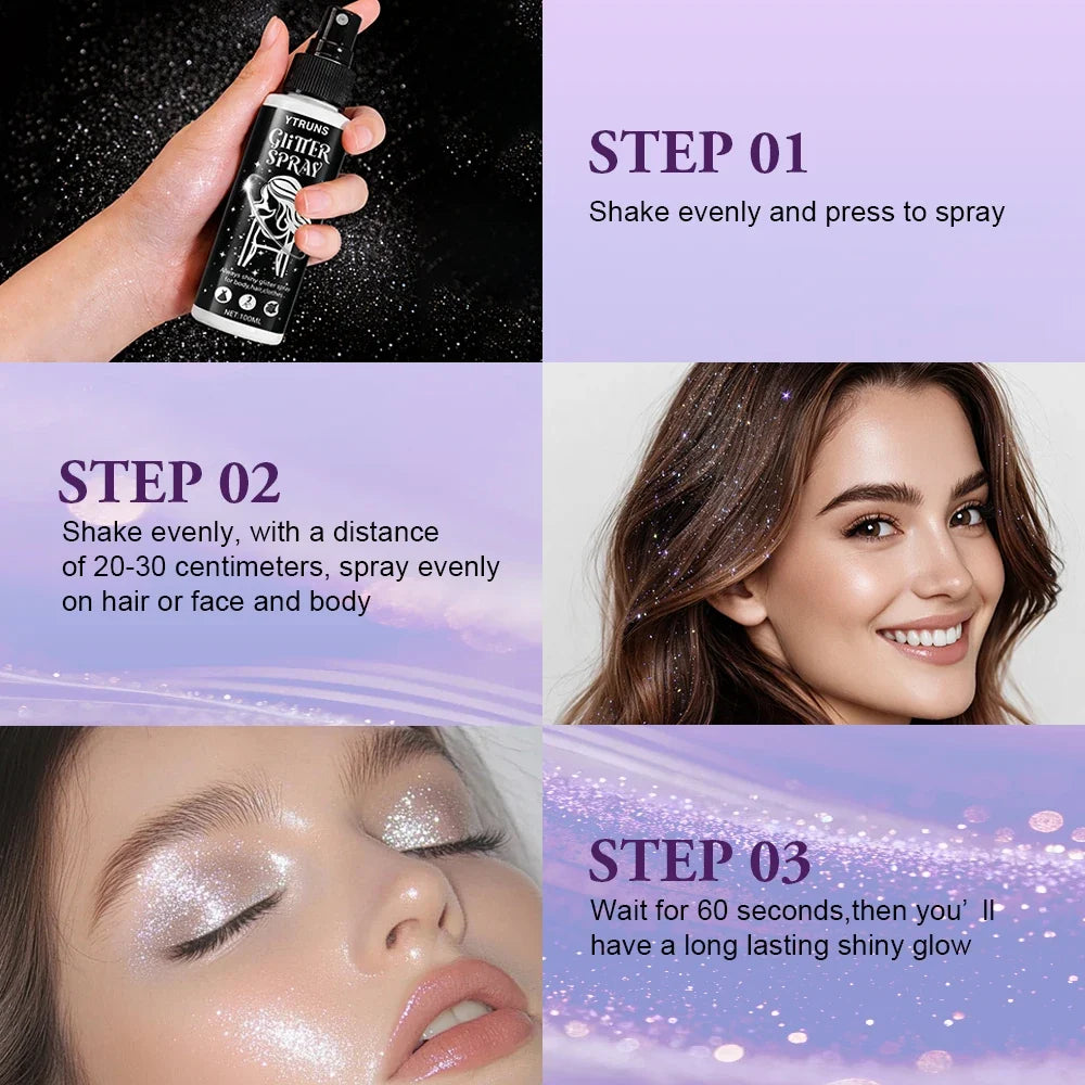 Yellow Glitter Spray 100ml – Shimmer Mist for Hair, Body & Clothes