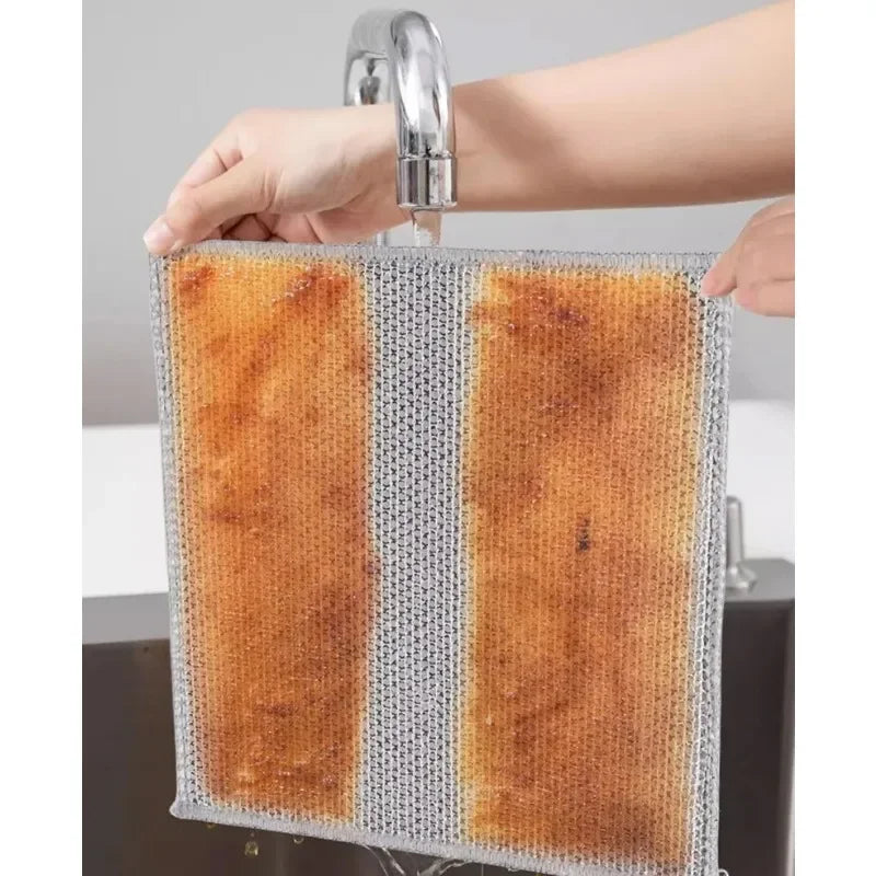 Steel Wire Microfiber Cleaning Cloth | Kitchen Scrubber Pad