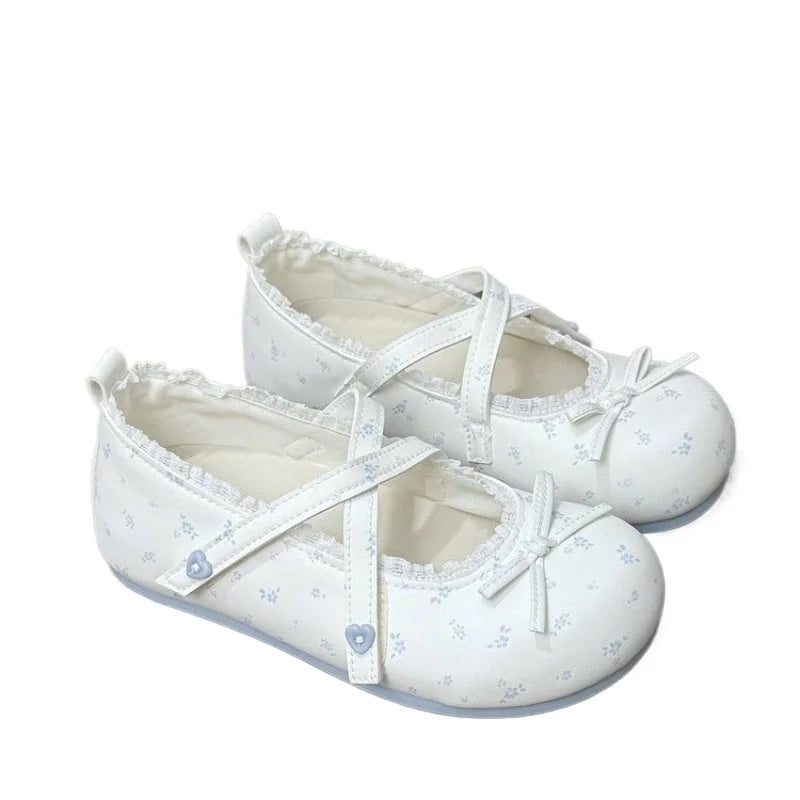 Women's Mary Jane Ballet Flats – Polka Dot Bow Non-Slip