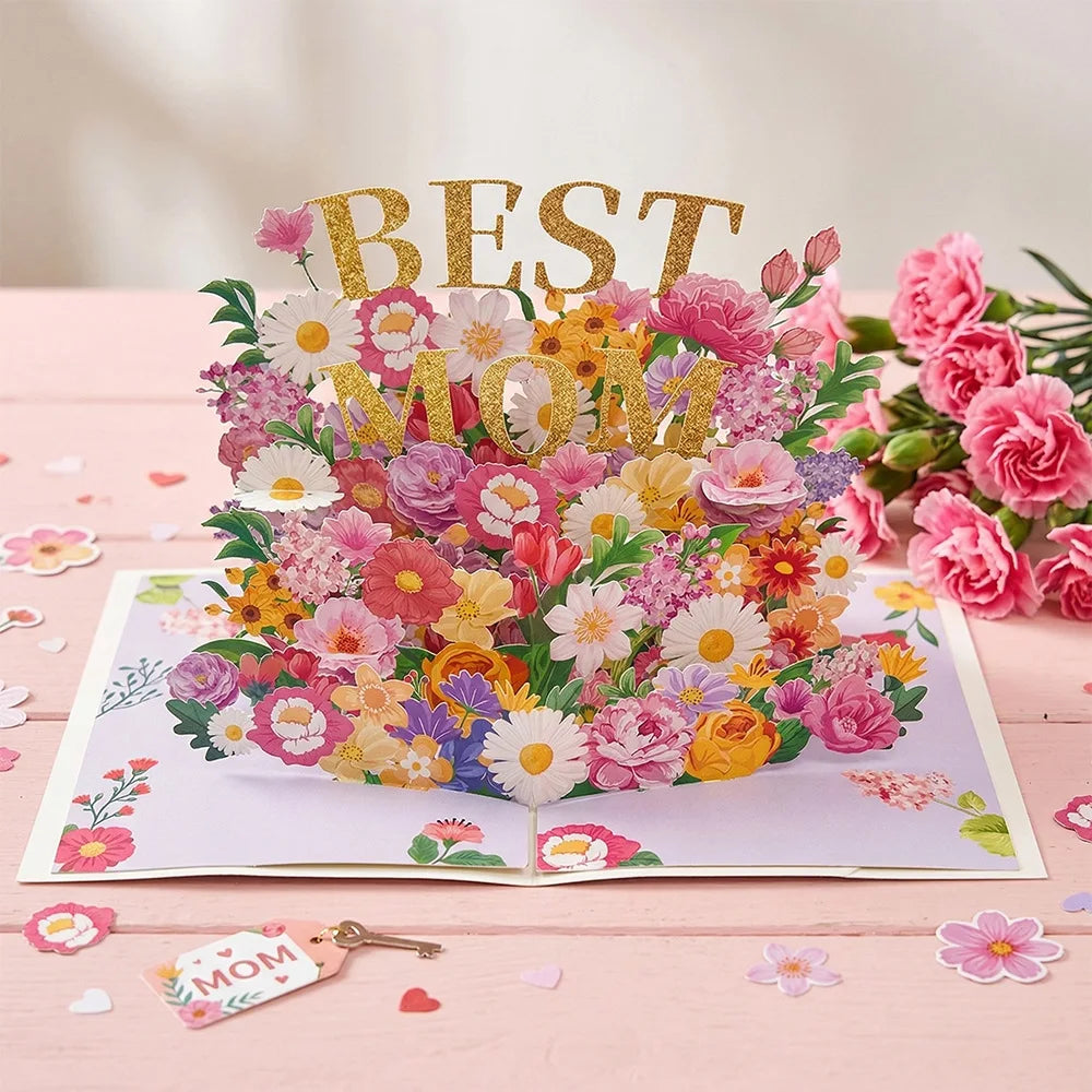 3D Pop-up Greeting Card Envelope Mothers Day Mom Thanksgiving Perfect