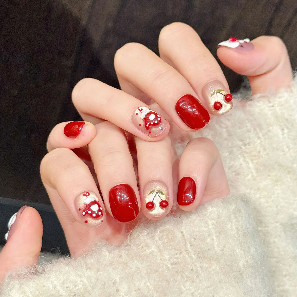 Y2K Glitter Stars & Bow Press On Nails | Korean Ballet Style 10pc