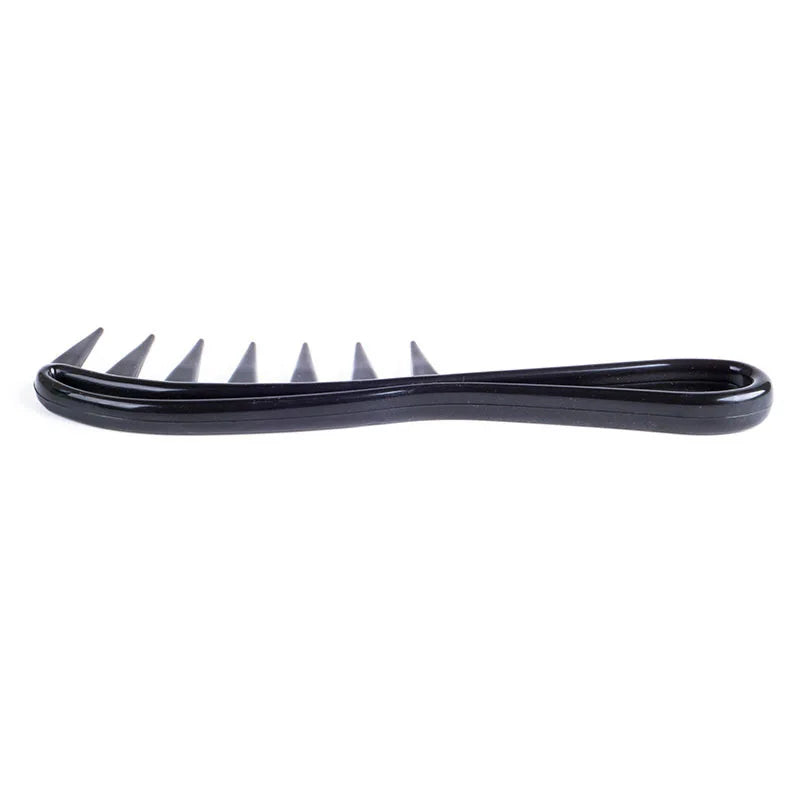 Wide-Tooth Scalp Massage Comb – Men's Black Plastic Hair Comb