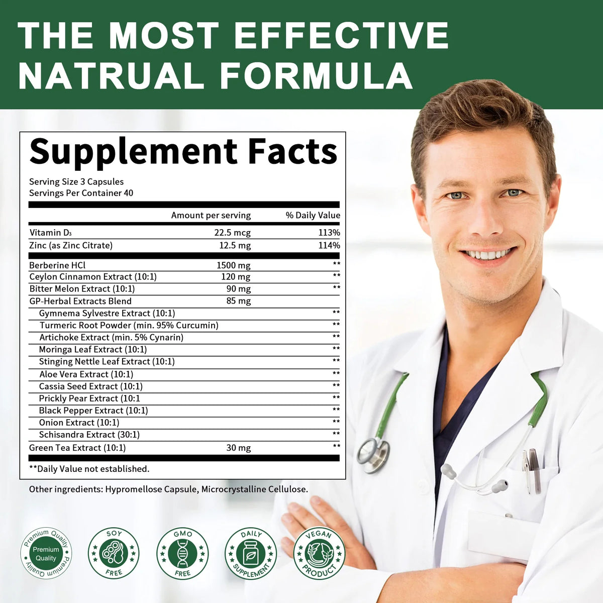 BBEEAAUU Berberine HCL 1500mg – Liver, Gut & Immunity Support with Cinnamon & Bitter Gourd