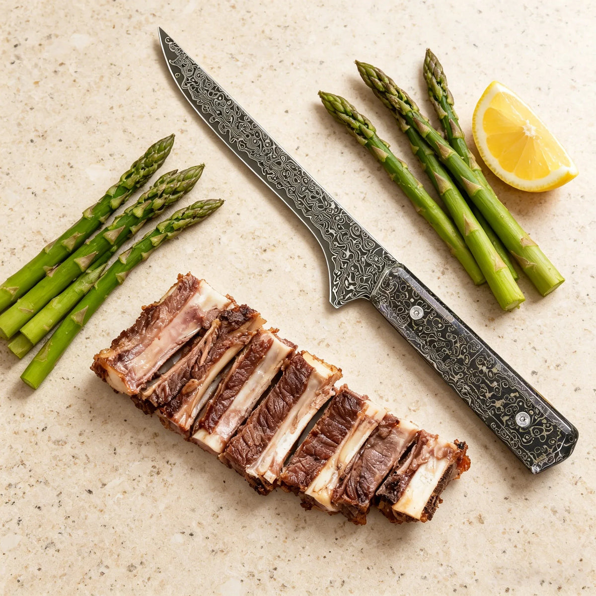 Damascus Steel Boning Knife – Chef's Slicing & Meat Cleaver