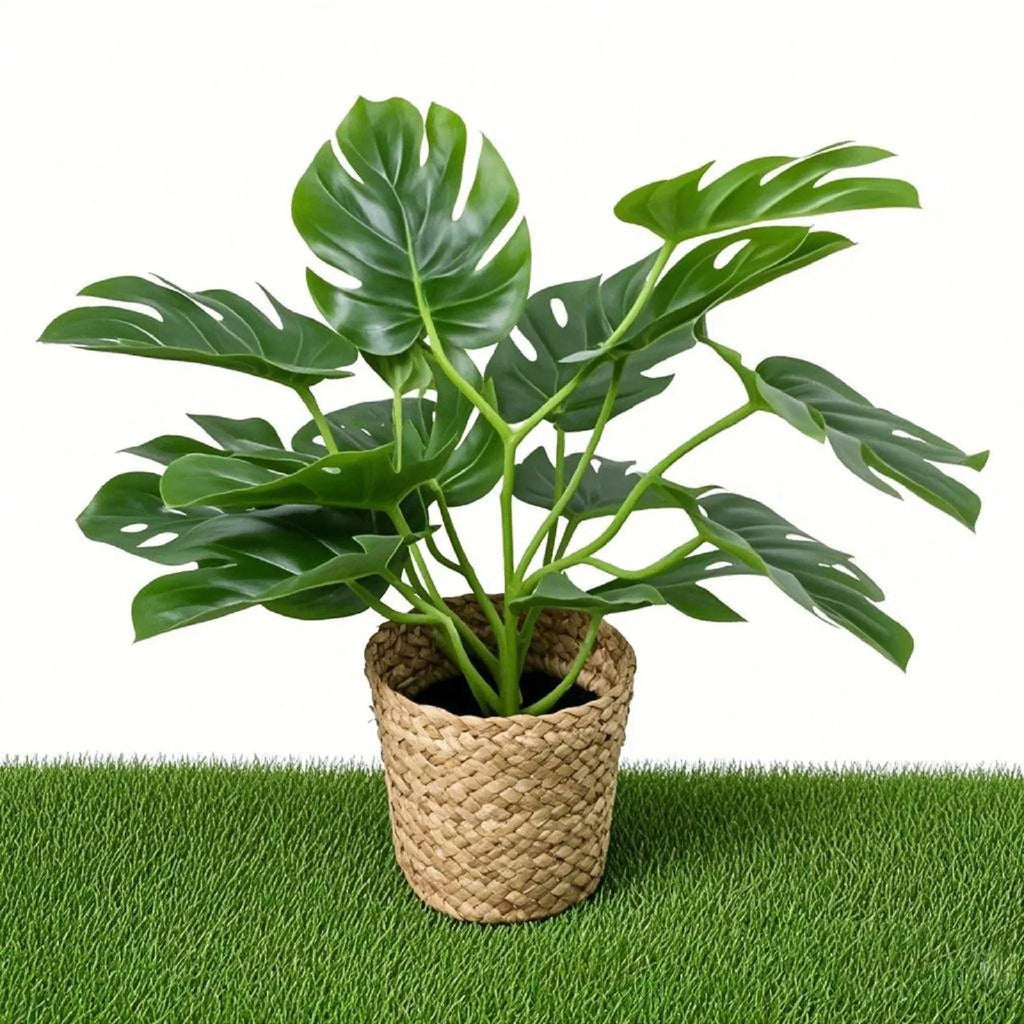 Artificial Monstera Leaf Faux Potted Plant | Realistic Decor