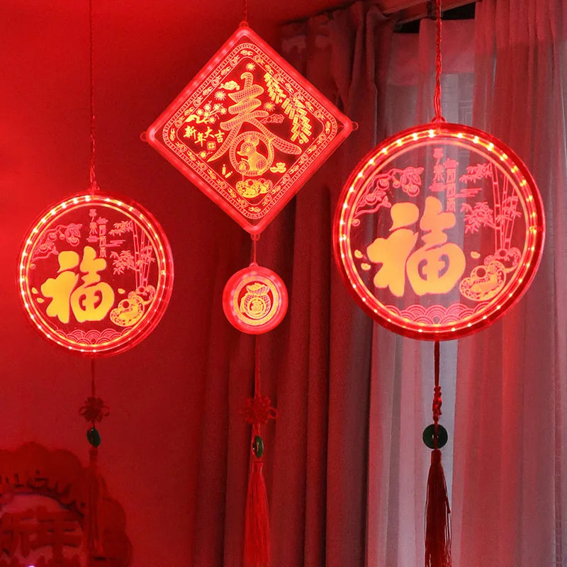 Year Decorative Lights Festive Fu Characters Spring Festival Hanging