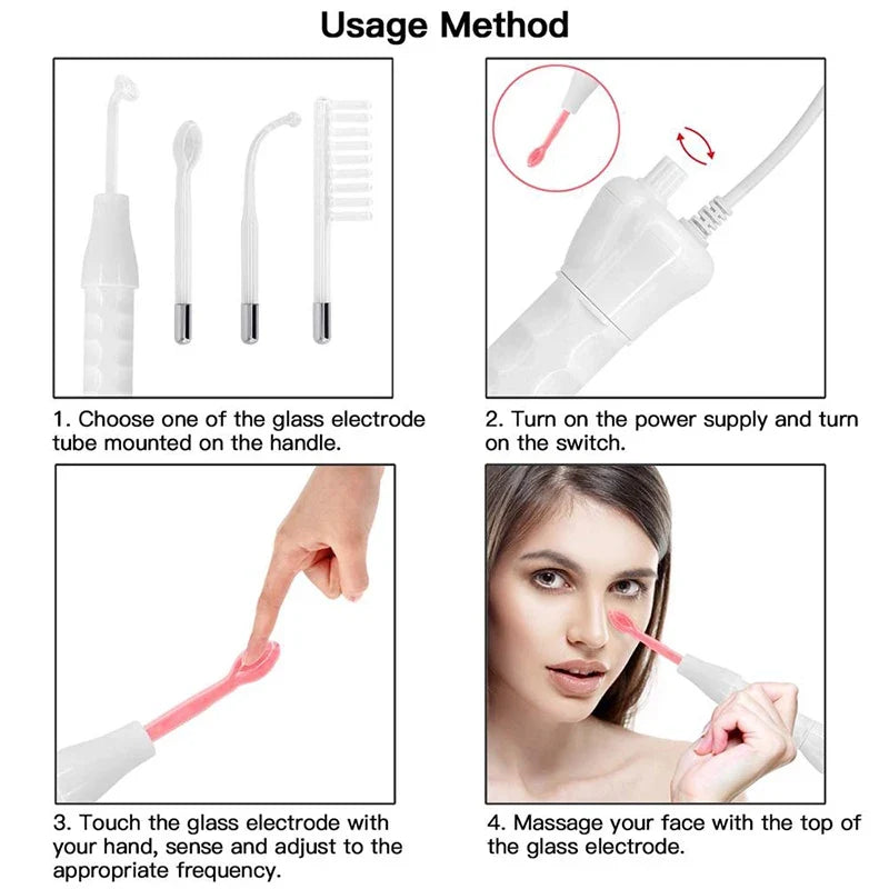 High-Frequency Facial Wand | 4-Electrode Argon Phototherapy Device