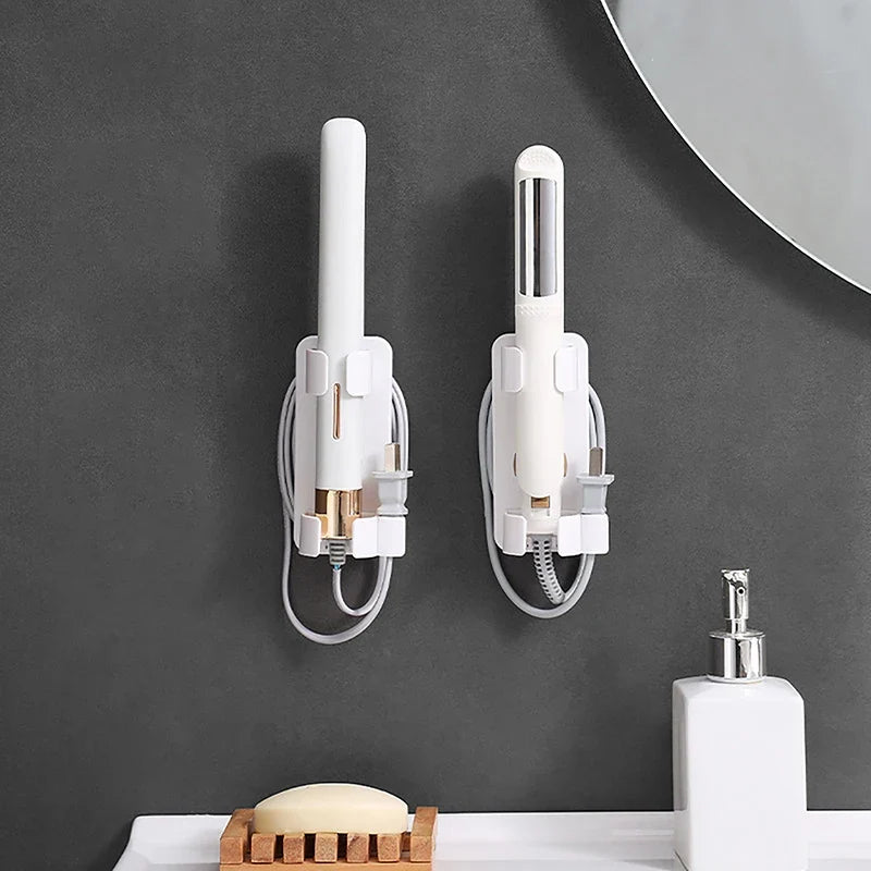 Wall-Mounted Hair Curler & Straightener Holder | Bathroom Organizer