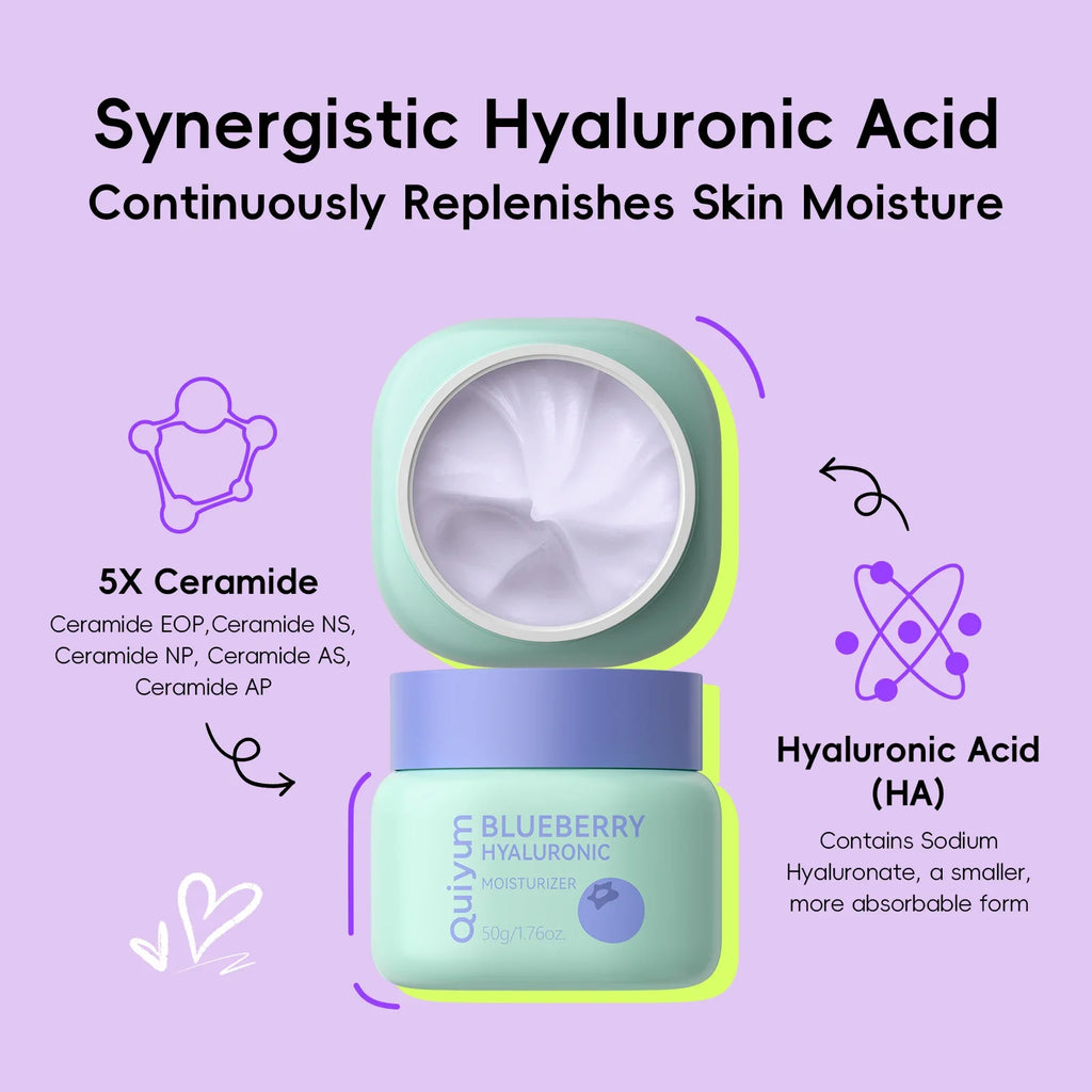 Quiyum Blueberry Hyaluronic Face Cream 50g | Hydrating Glow