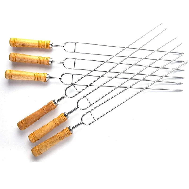 Double Prong BBQ Skewers – U-Shaped Stainless Steel Grilling Forks