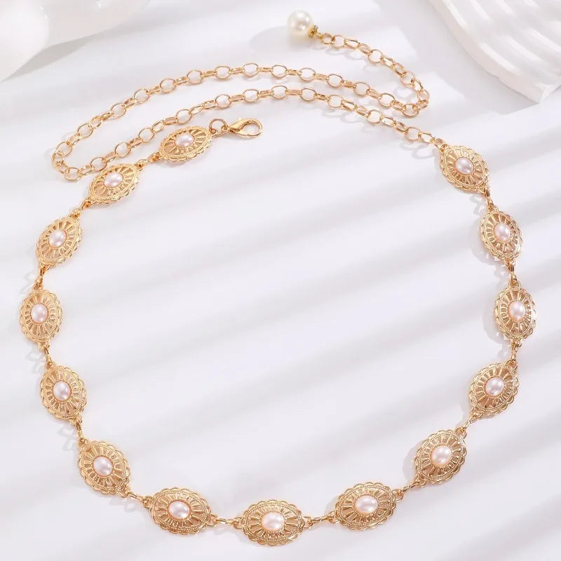 Pearl Waist Chain Belt – Retro Hollow Metal Body Chain