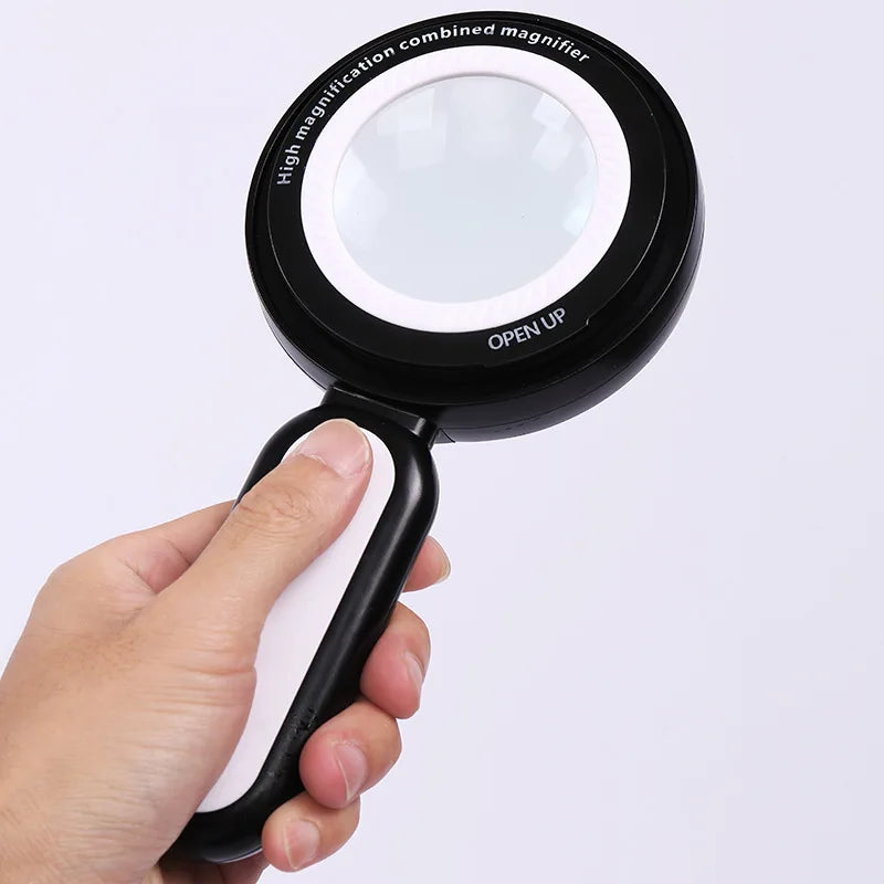 Dual Lens LED Magnifying Glass 10X 30X – Handheld Magnifier