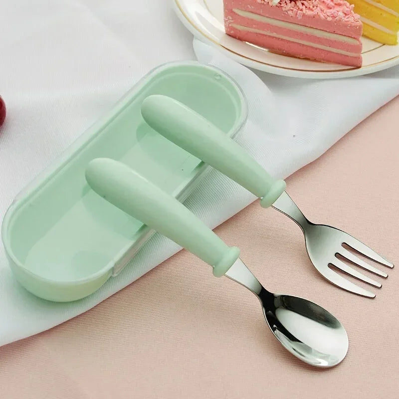 3-Piece Kids Stainless Steel Cutlery Set – Spoon, Fork & Box