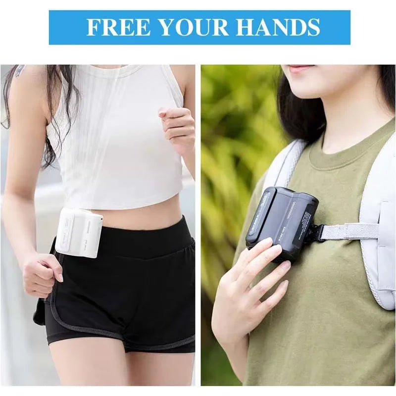 Portable Rechargeable Waist Clip Fan – 4500mAh, 3 Speeds