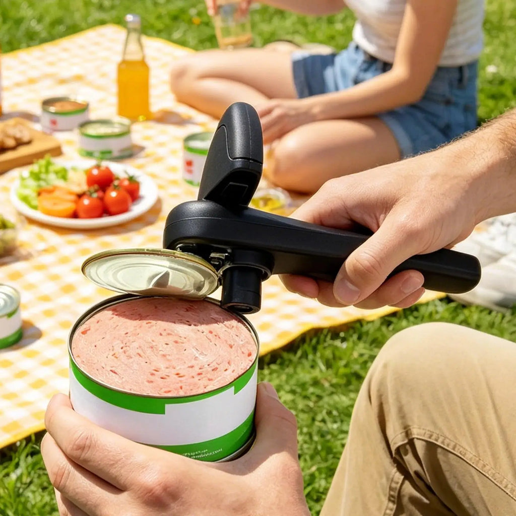 4-in-1 Manual Can Opener with Anti-Slip Ergonomic Handle