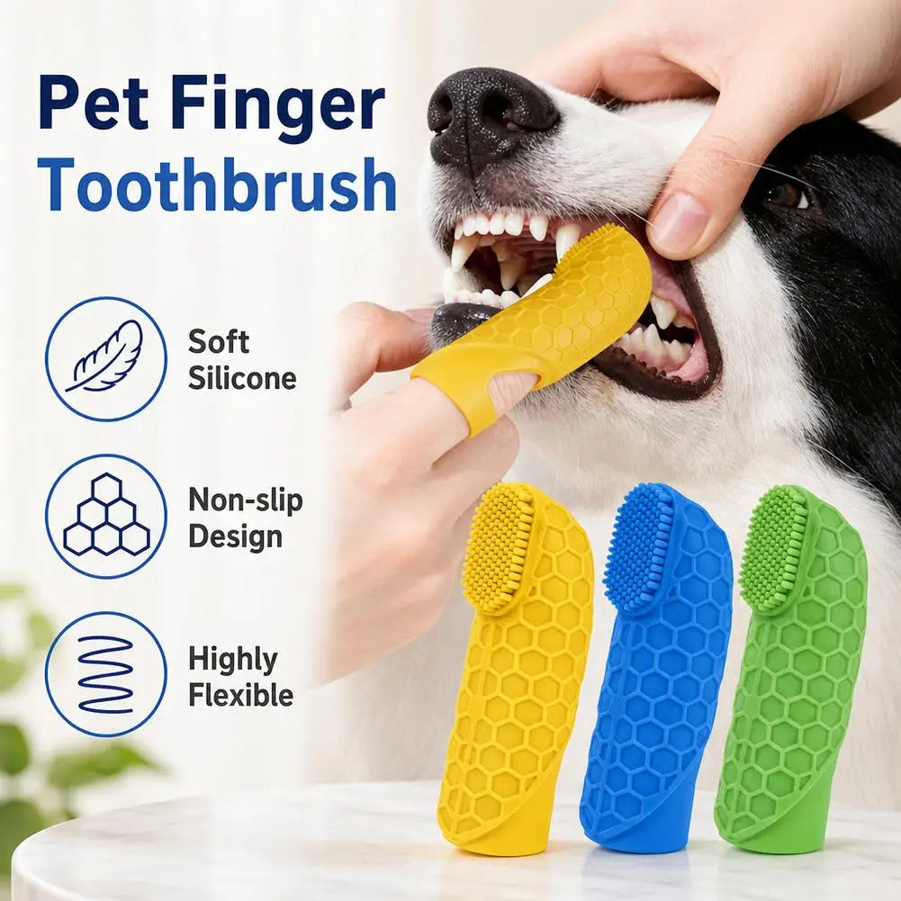 Silicone Pet Finger Toothbrush – Dog & Cat Dental Care 3-Pack