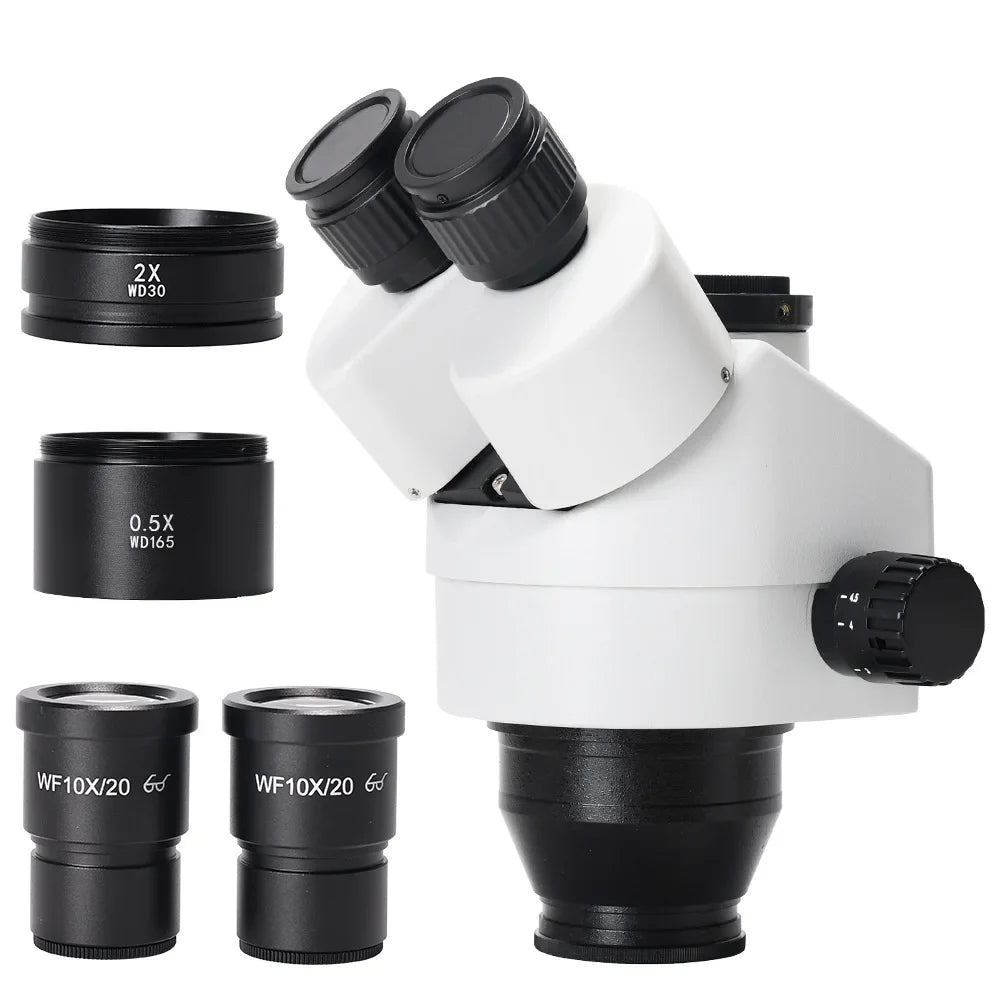 7-45X White Three Eye Binocular Microscope Lens Head Continuously