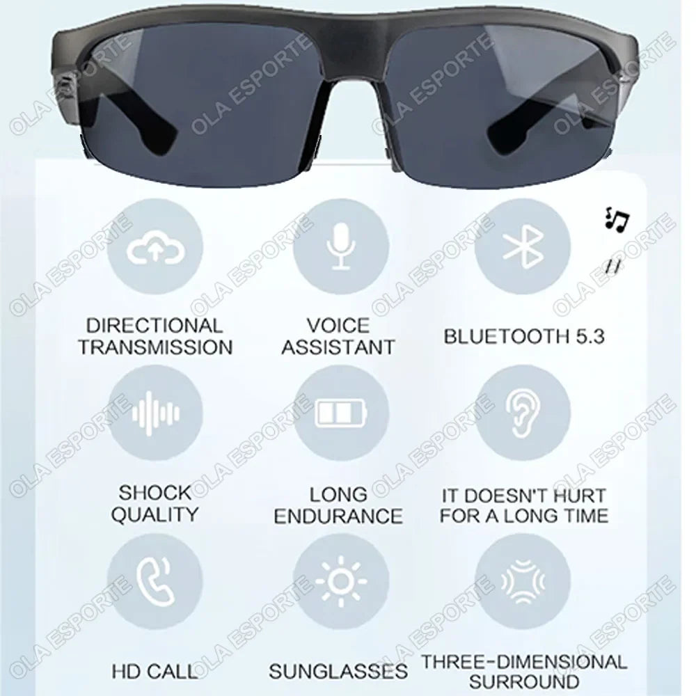 Bluetooth Smart Glasses Polarized UV400 Sunglasses Open-Ear Audio