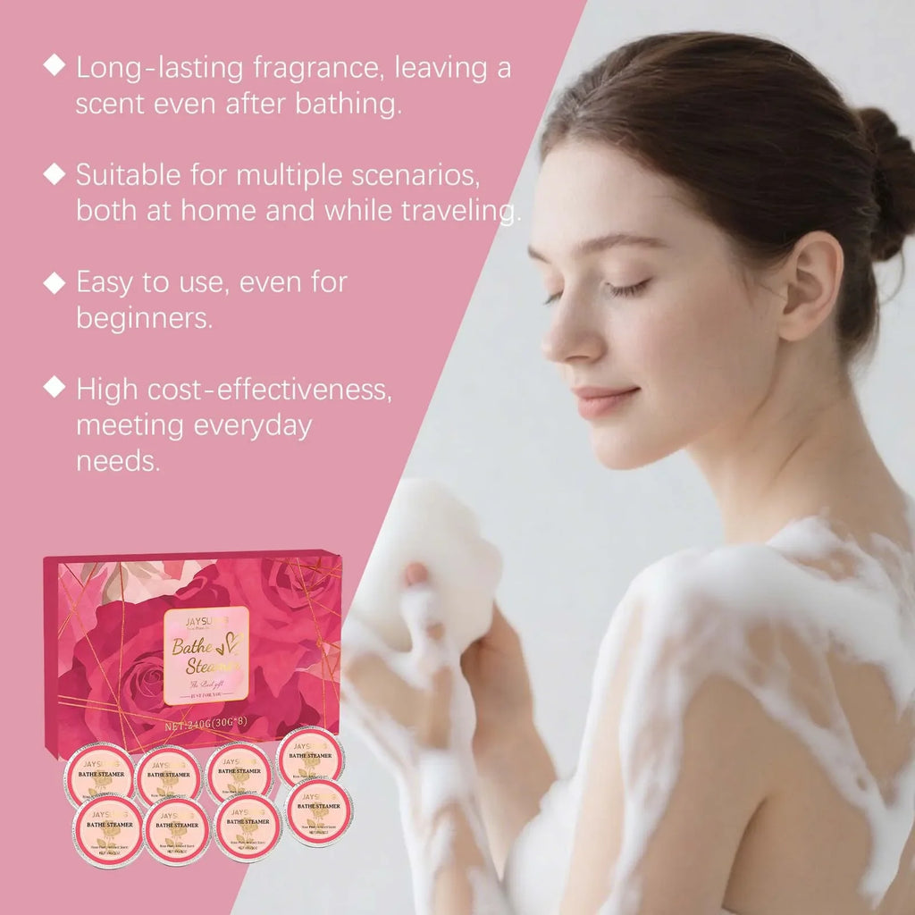 Jaysuing Rose Aromatherapy Shower Tablets 8-Pack Steamer
