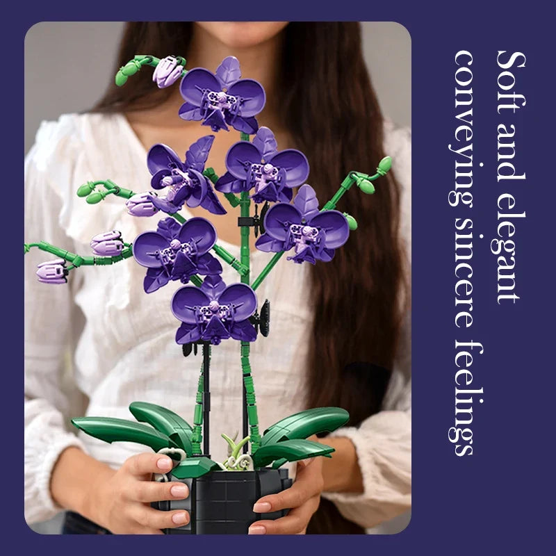 FINGERROCK Orchid Building Blocks DIY Floral Brick Set | Gift