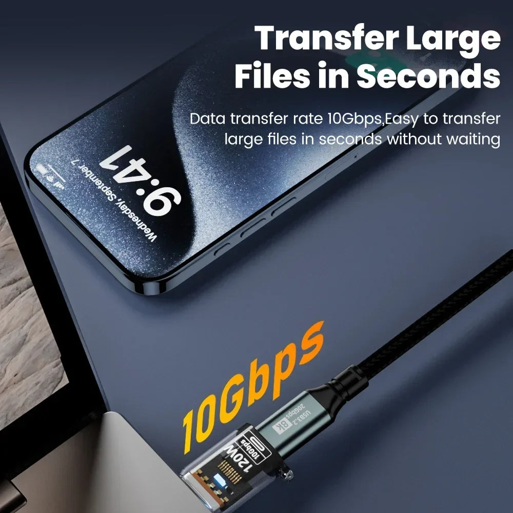 USB-A to Type-C Adapter – 120W Fast Charging & 10Gbps