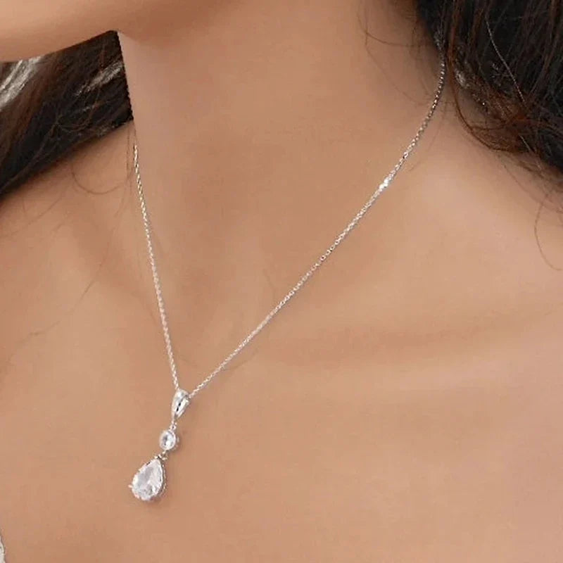 Huitan Water-Drop Cubic Zirconia Pendant Necklace | Bridal