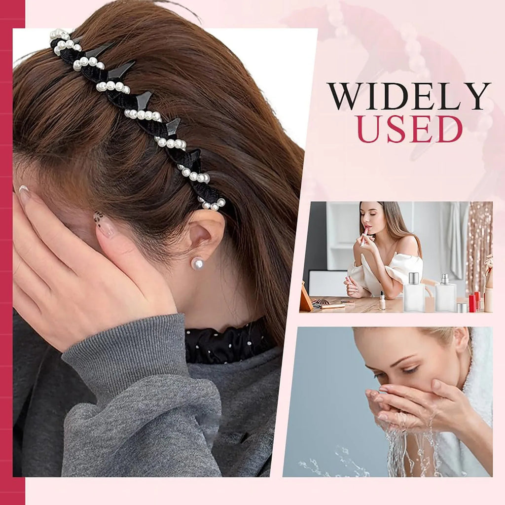 3-Pack Pearl Headbands for Women – Non-Slip Elegant Hair Hoops