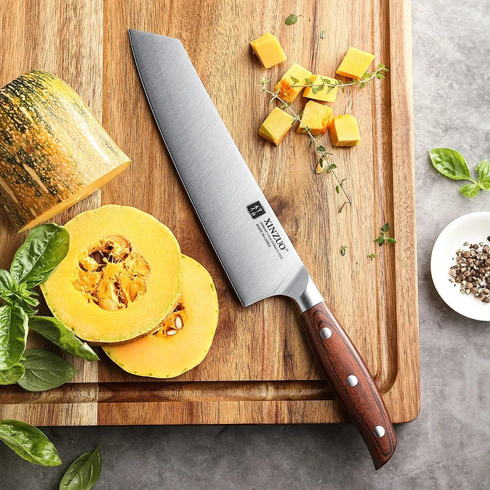 XINZUO 8" Bunka Knife – German Steel, Pakka Wood Handle