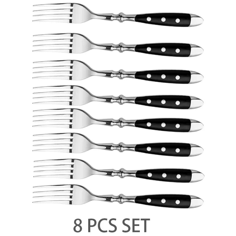 Stainless Steel Dinner Fork – Black Polka Dot, Dishwasher Safe