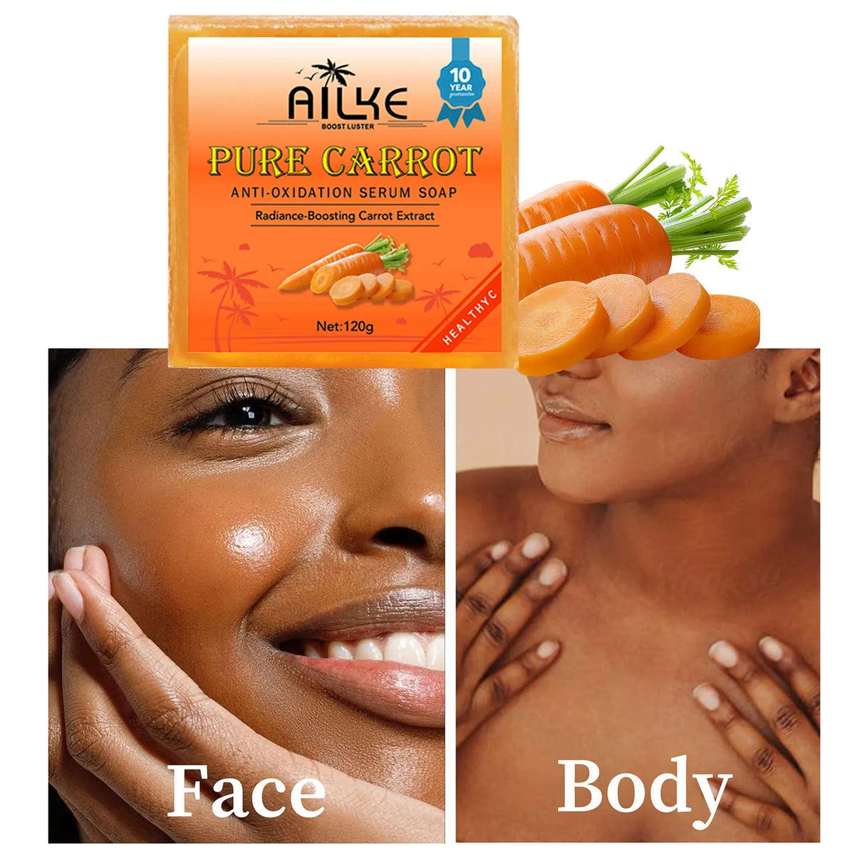 AILKE Carrot Vitamin C Brightening Soap Bar – Face & Body