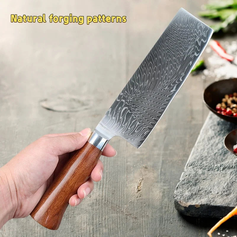 67-Layer Damascus Steel Cleaver – Ultra-Sharp Kitchen Knife