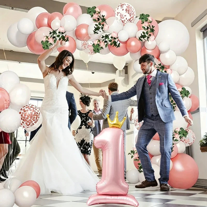 40-Inch Foil Number Balloon – Pink Crown Princess Party Decor