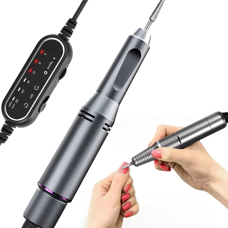 Portable Electric Nail Drill – Metal Handle, Bits & UV Gel