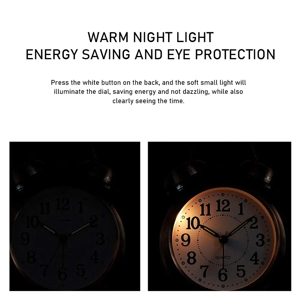 Antique Copper Twin-Bell Alarm Clock | Retro Silent Desk Clock