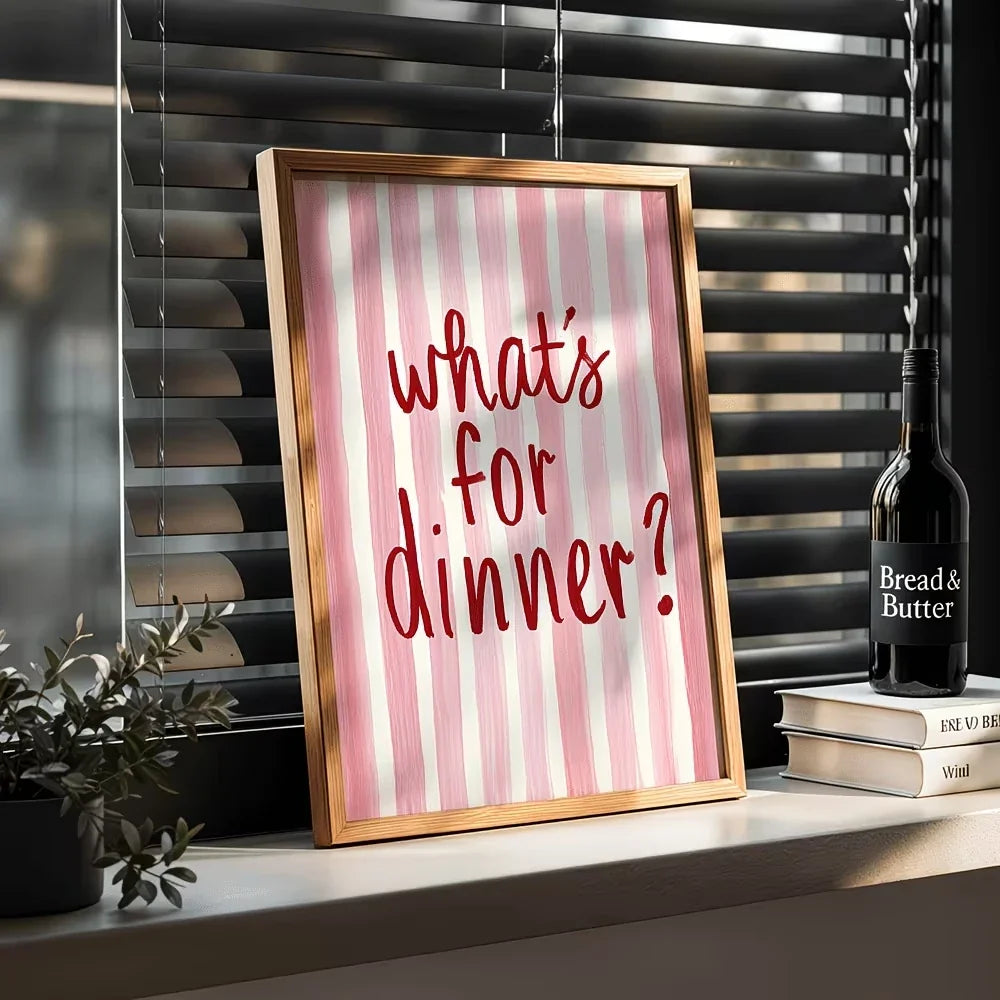 "What To Eat For Dinner" Funny Quote Kitchen Canvas Wall Art