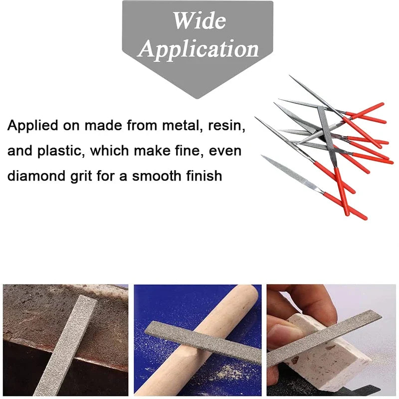 Diamond Needle File 3x140mm Mini Stone Glass Metal Carving Craft Hand